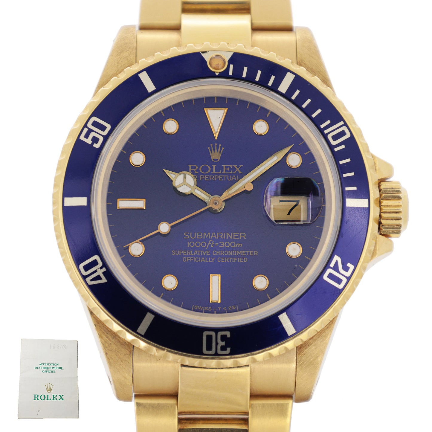 K18YG ROLEX ロレックス サブマリーナ デイト 16808 バイオレットダイヤル 金無垢 メンズ 腕時計