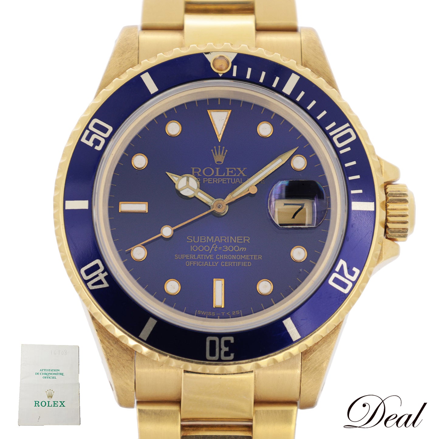 K18YG ROLEX ロレックス サブマリーナ デイト 16808 バイオレットダイヤル 金無垢 メンズ 腕時計