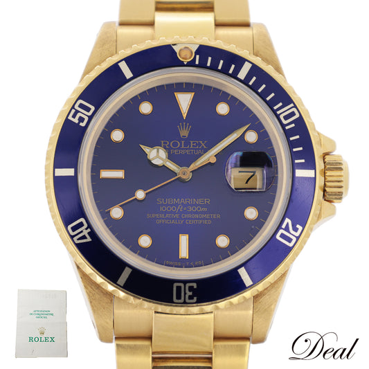 K18YG ROLEX ロレックス サブマリーナ デイト 16808 バイオレットダイヤル 金無垢 メンズ 腕時計