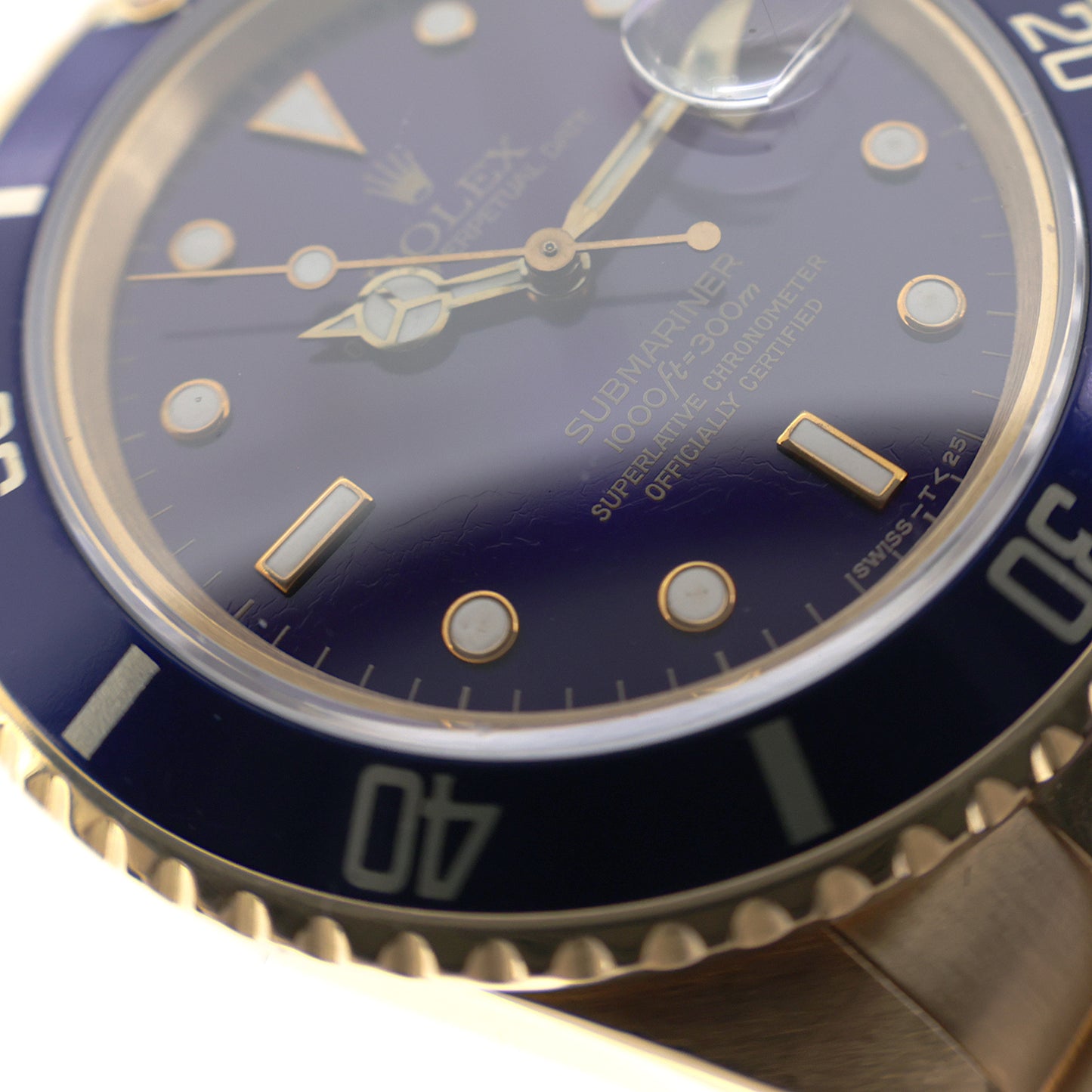 K18YG ROLEX ロレックス サブマリーナ デイト 16808 バイオレットダイヤル 金無垢 メンズ 腕時計