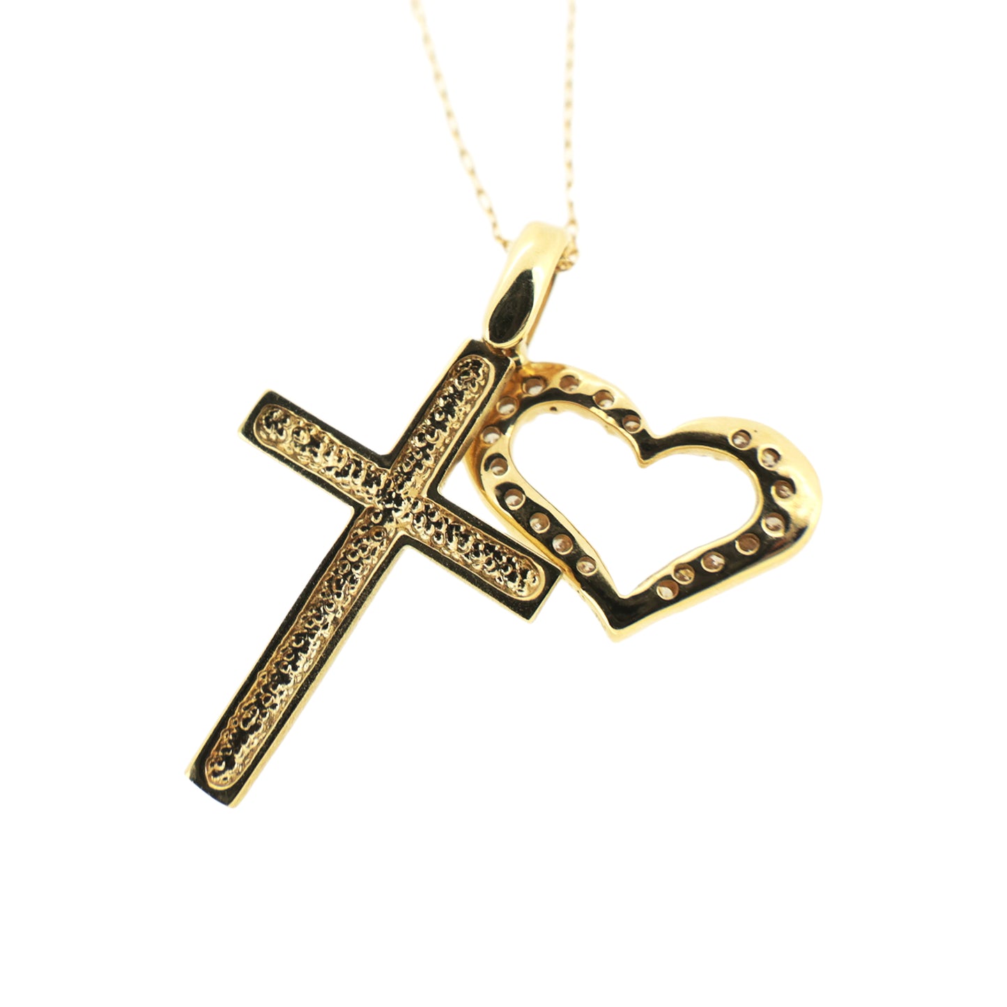 K18YG ダイヤモンド 0.14ct クロス ハート ゴールド レディース ネックレス