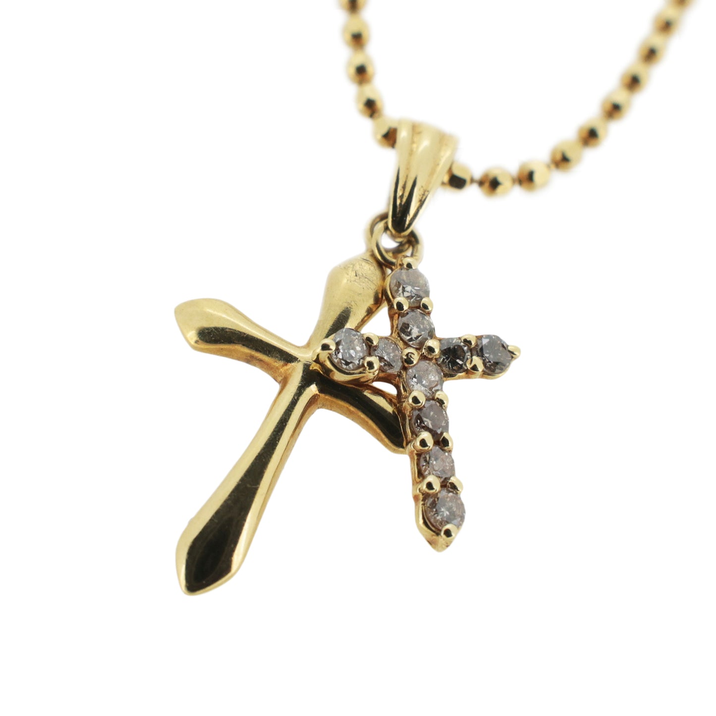 K18YG ダブルクロス ダイヤモンド 0.15ct ゴールド レディース ネックレス