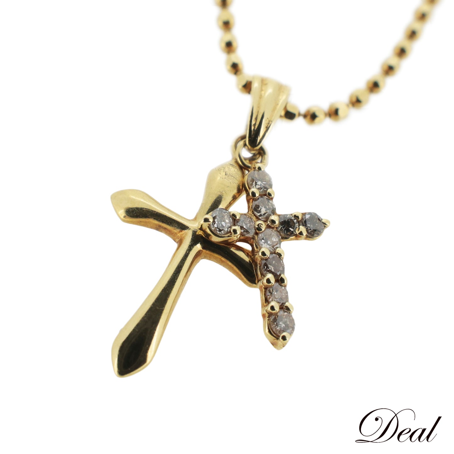 K18YG ダブルクロス ダイヤモンド 0.15ct ゴールド レディース ネックレス