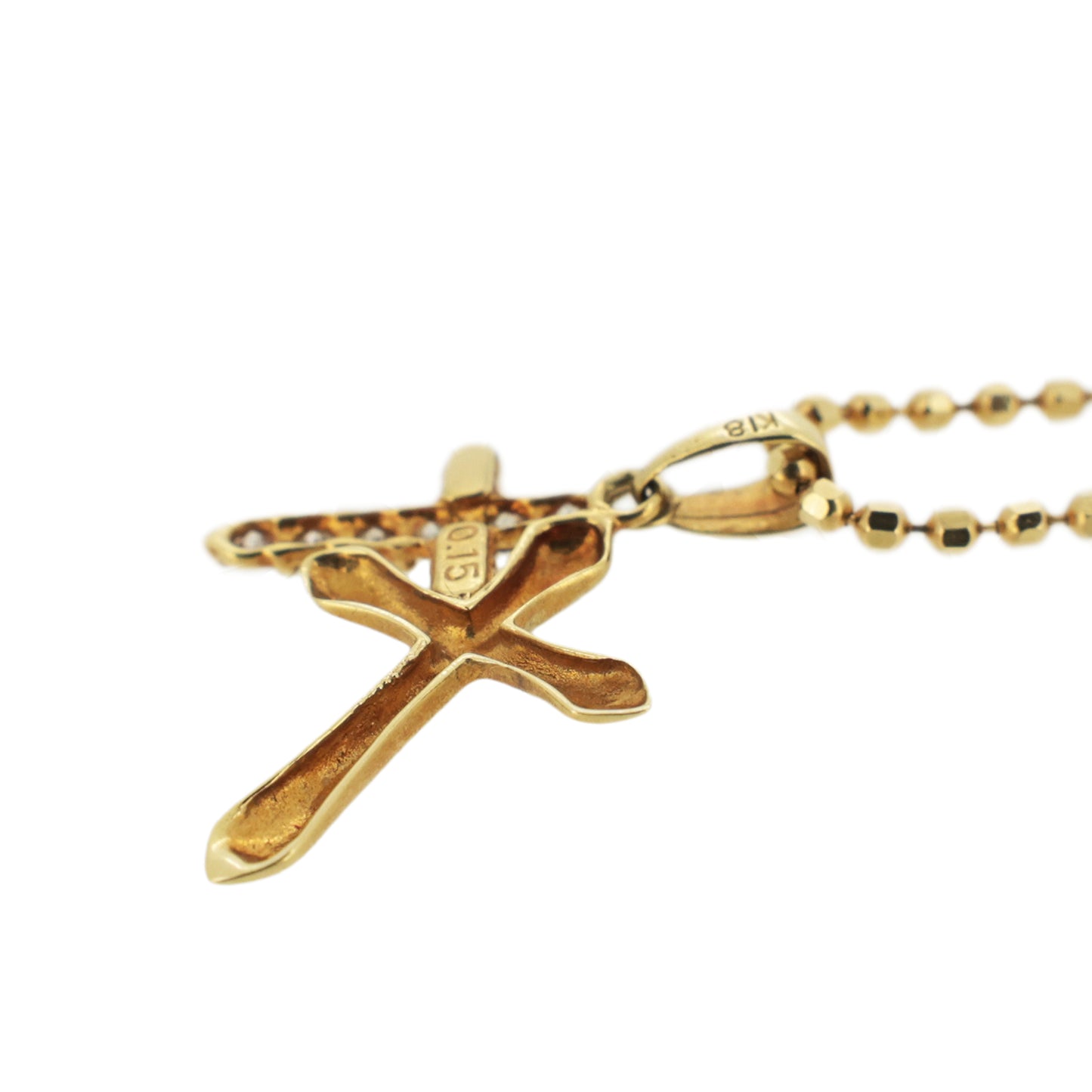 K18YG ダブルクロス ダイヤモンド 0.15ct ゴールド レディース ネックレス