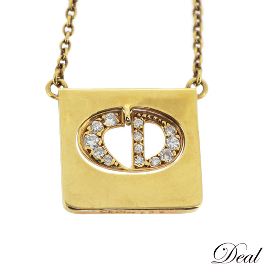 DIOR ディオール CDロゴ K18YG ダイヤモンド 0.38ct ゴールド レディース ネックレス