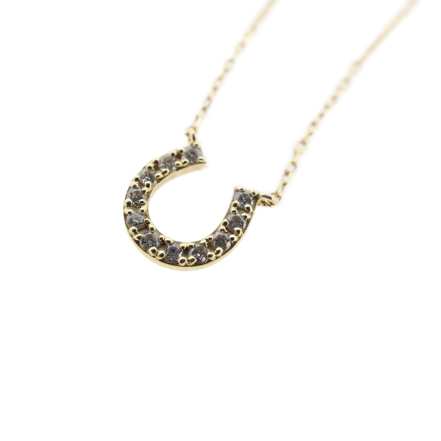 K18YG 馬蹄 ホースシュー ダイヤモンド ゴールド レディース ネックレス