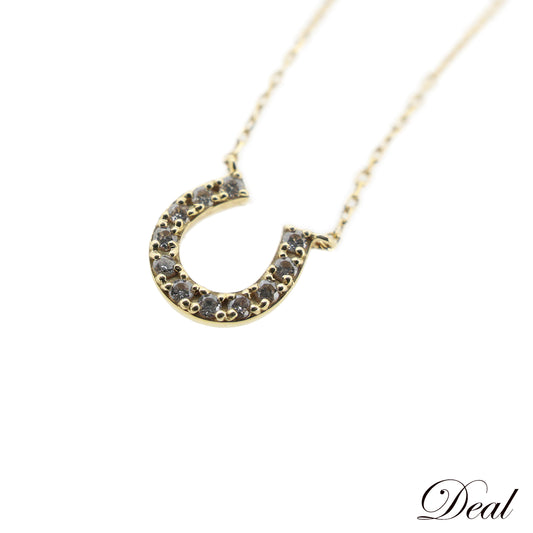 K18YG 馬蹄 ホースシュー ダイヤモンド ゴールド レディース ネックレス