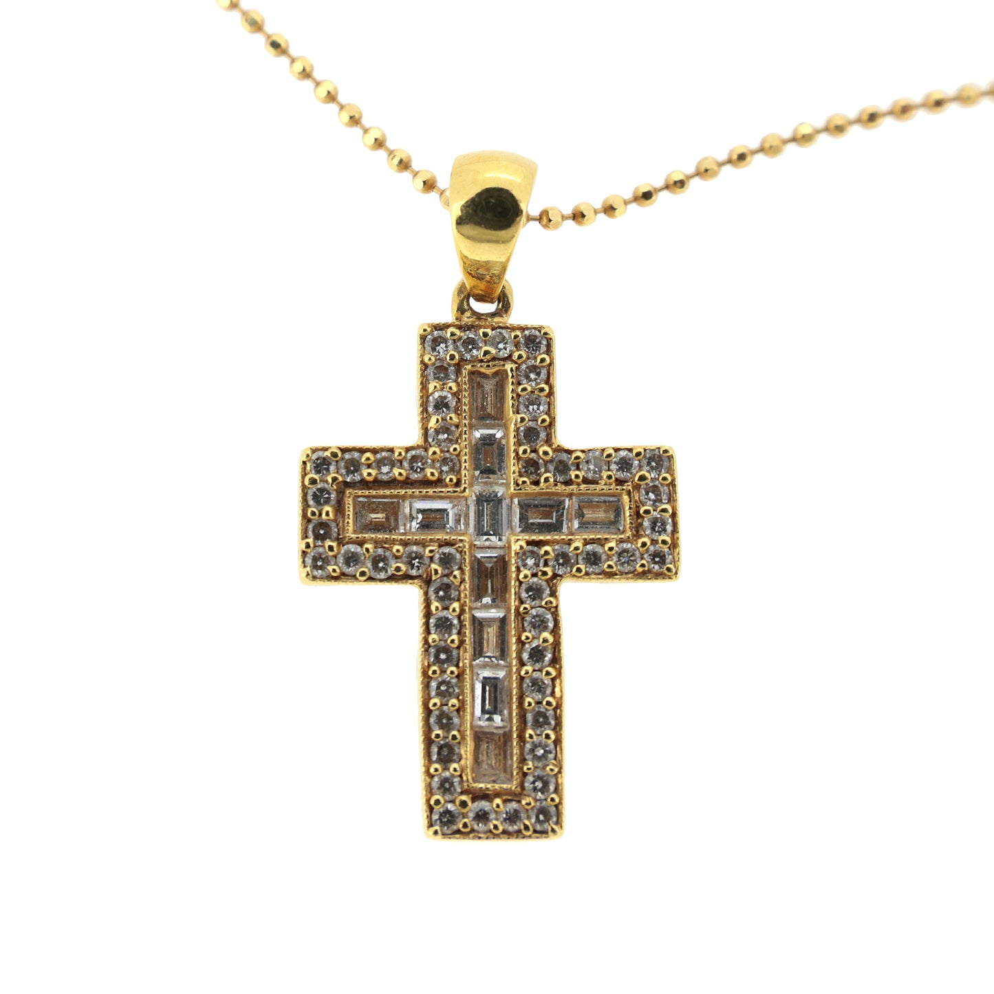 K18YG クロス ダイヤモンド 0.67ct ゴールド レディース ネックレス