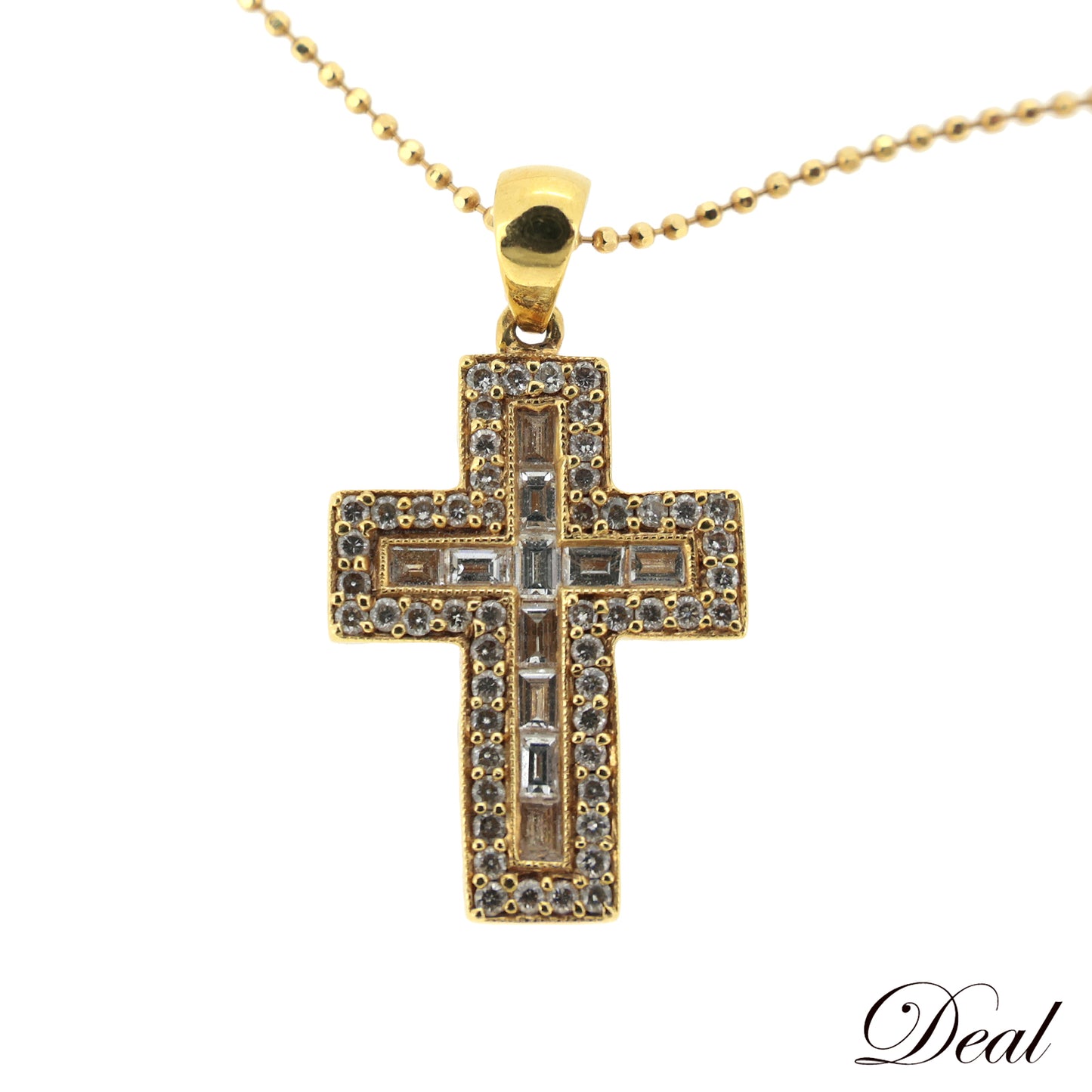 K18YG クロス ダイヤモンド 0.67ct ゴールド レディース ネックレス