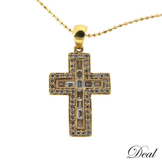 K18YG クロス ダイヤモンド 0.67ct ゴールド レディース ネックレス