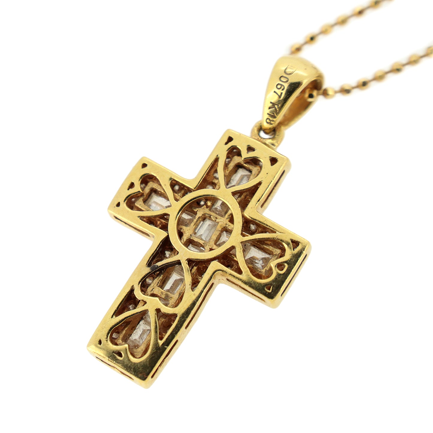 K18YG 크로스 다이아몬드 0.67ct 골드 여성 목걸이