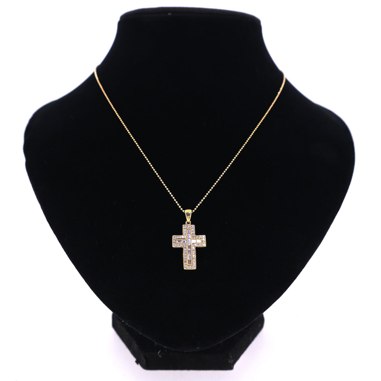 K18YG クロス ダイヤモンド 0.67ct ゴールド レディース ネックレス