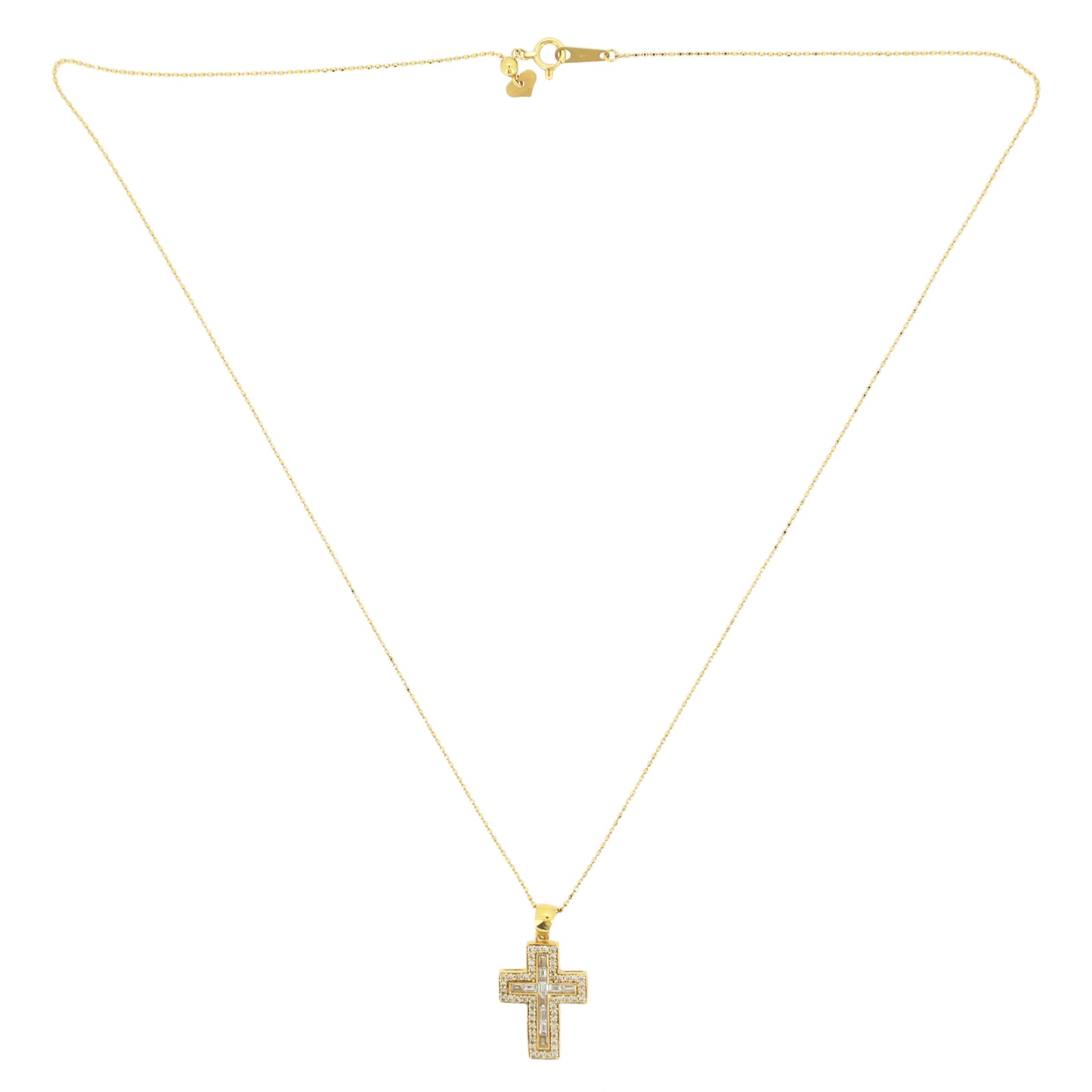 K18YG クロス ダイヤモンド 0.67ct ゴールド レディース ネックレス