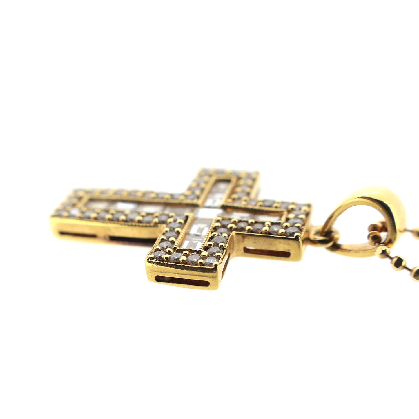 K18YG クロス ダイヤモンド 0.67ct ゴールド レディース ネックレス