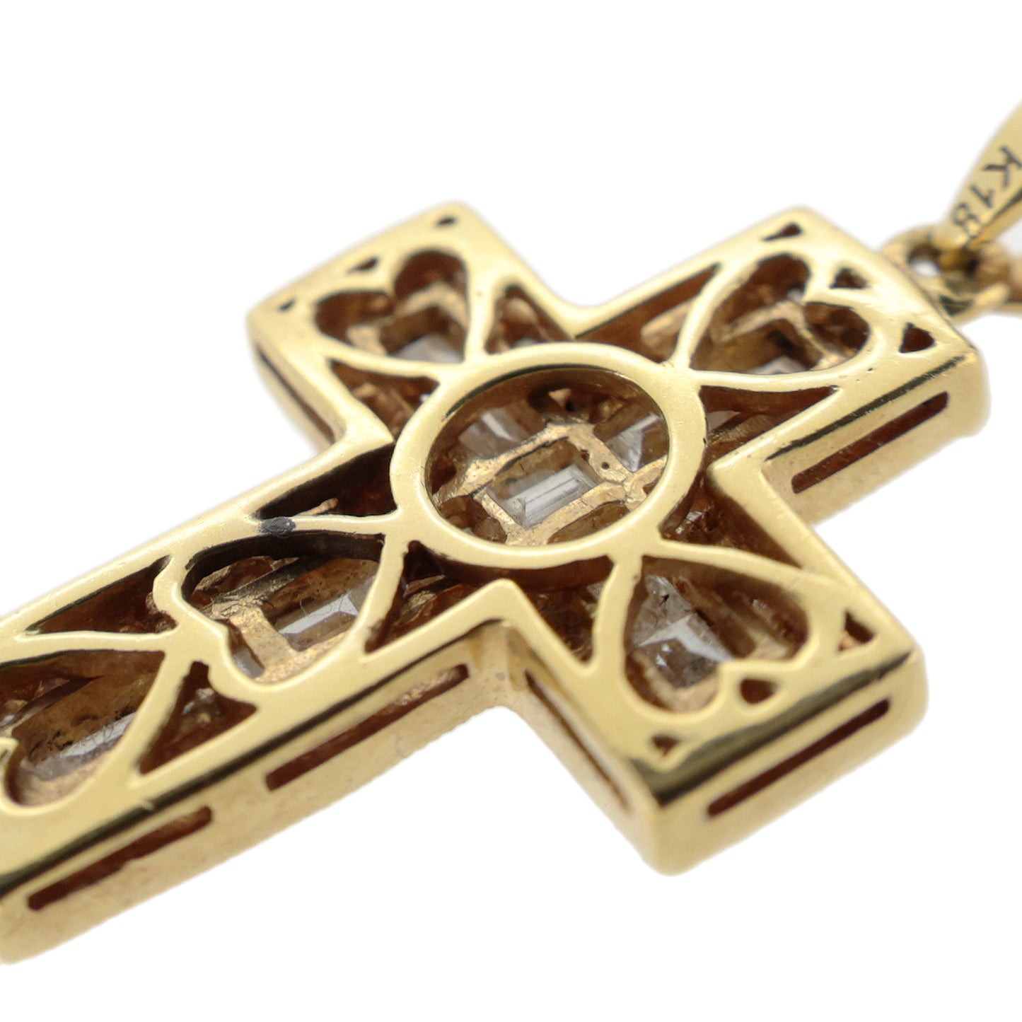 K18YG クロス ダイヤモンド 0.67ct ゴールド レディース ネックレス