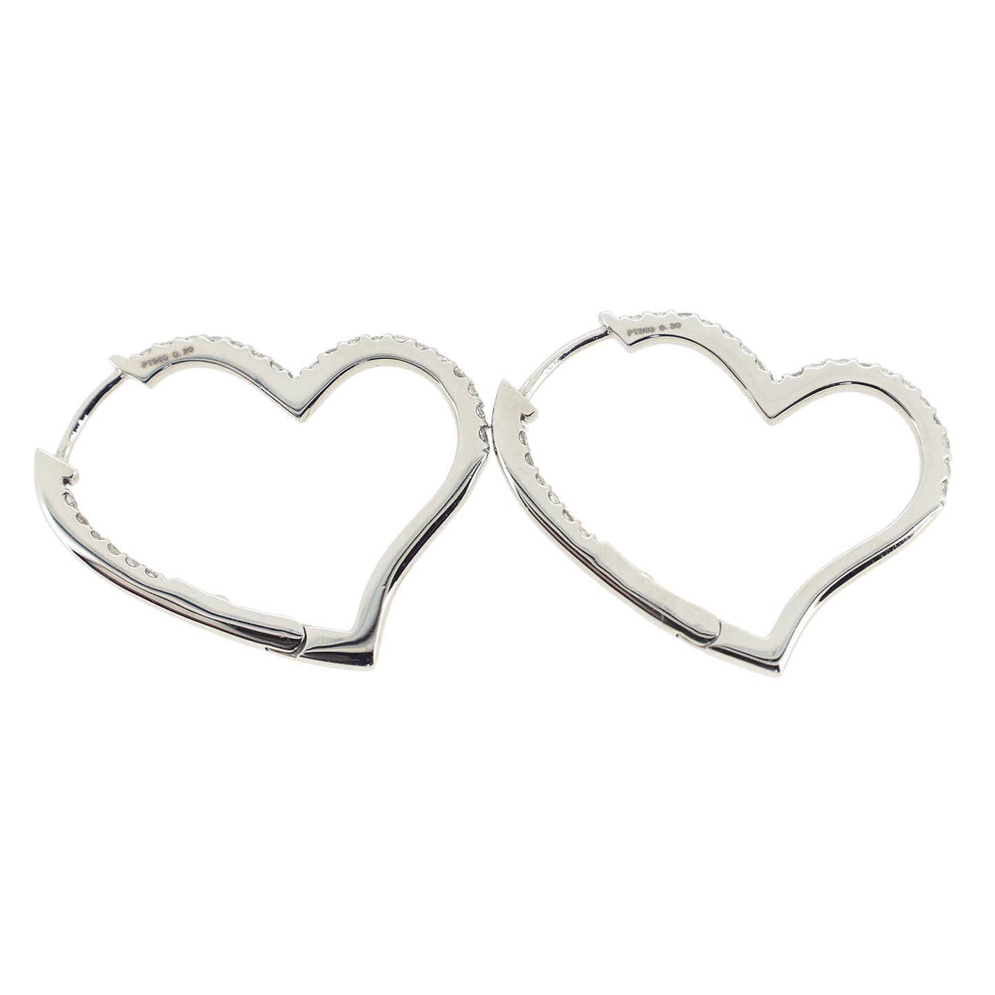 オープンハート Pt950 ダイヤモンド 0.4ct シルバー レディース ピアス