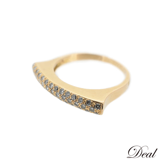 K18YG パヴェダイヤ デザインリング 0.44ct 16号 ゴールド レディース リング 指輪