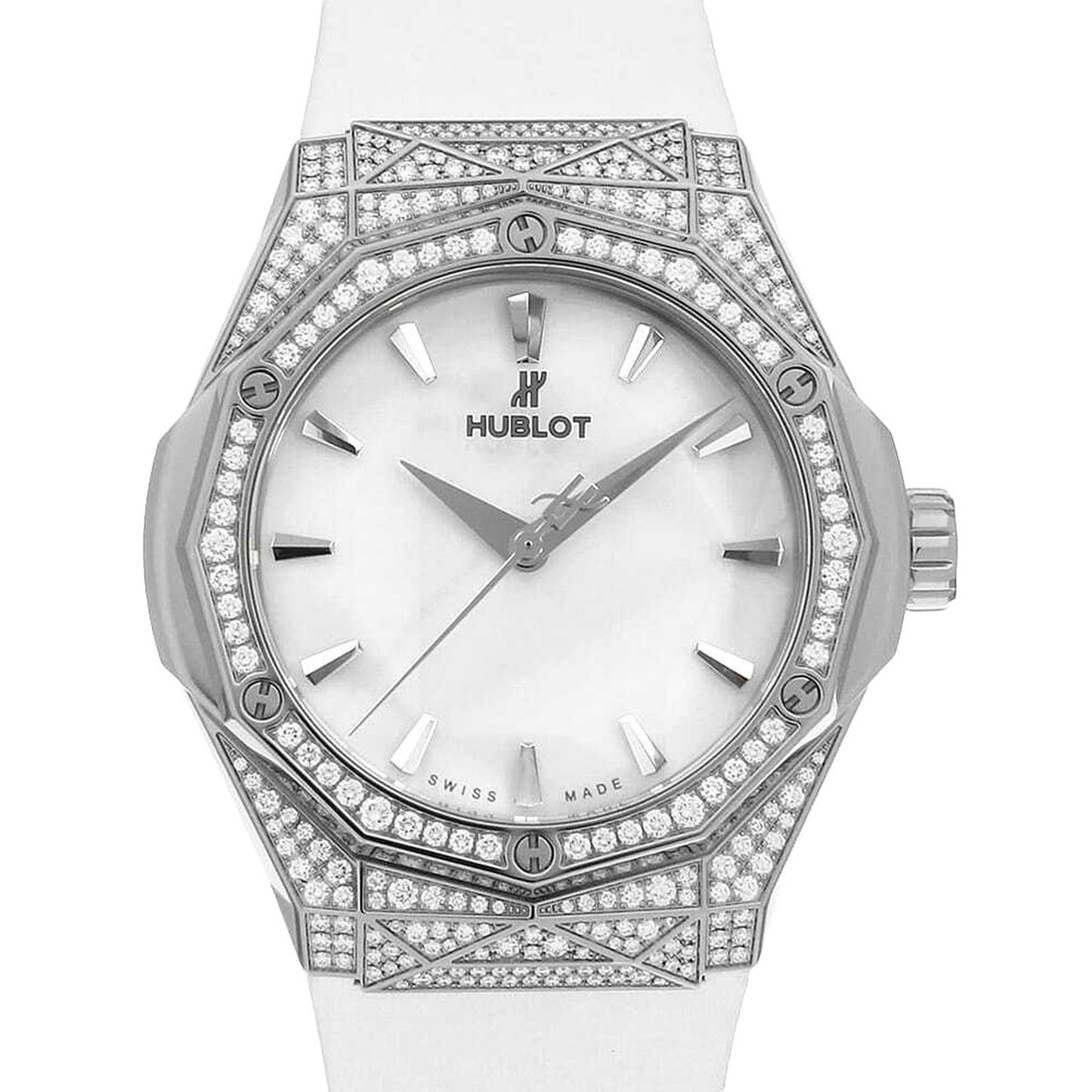 未使用 保管品 ベゼル ラグ ダイヤ HUBLOT ウブロ クラシックフュージョン オーリンスキー チタニウム ホワイトパヴェ 550.NS.2200.RW.1604.ORL20 メンズ 腕時計