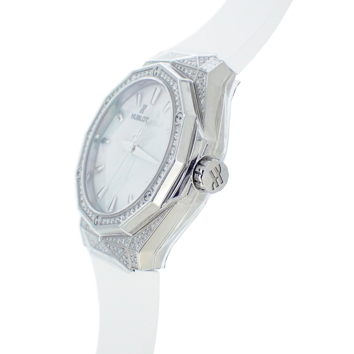 未使用 保管品 ベゼル ラグ ダイヤ HUBLOT ウブロ クラシックフュージョン オーリンスキー チタニウム ホワイトパヴェ 550.NS.2200.RW.1604.ORL20 メンズ 腕時計