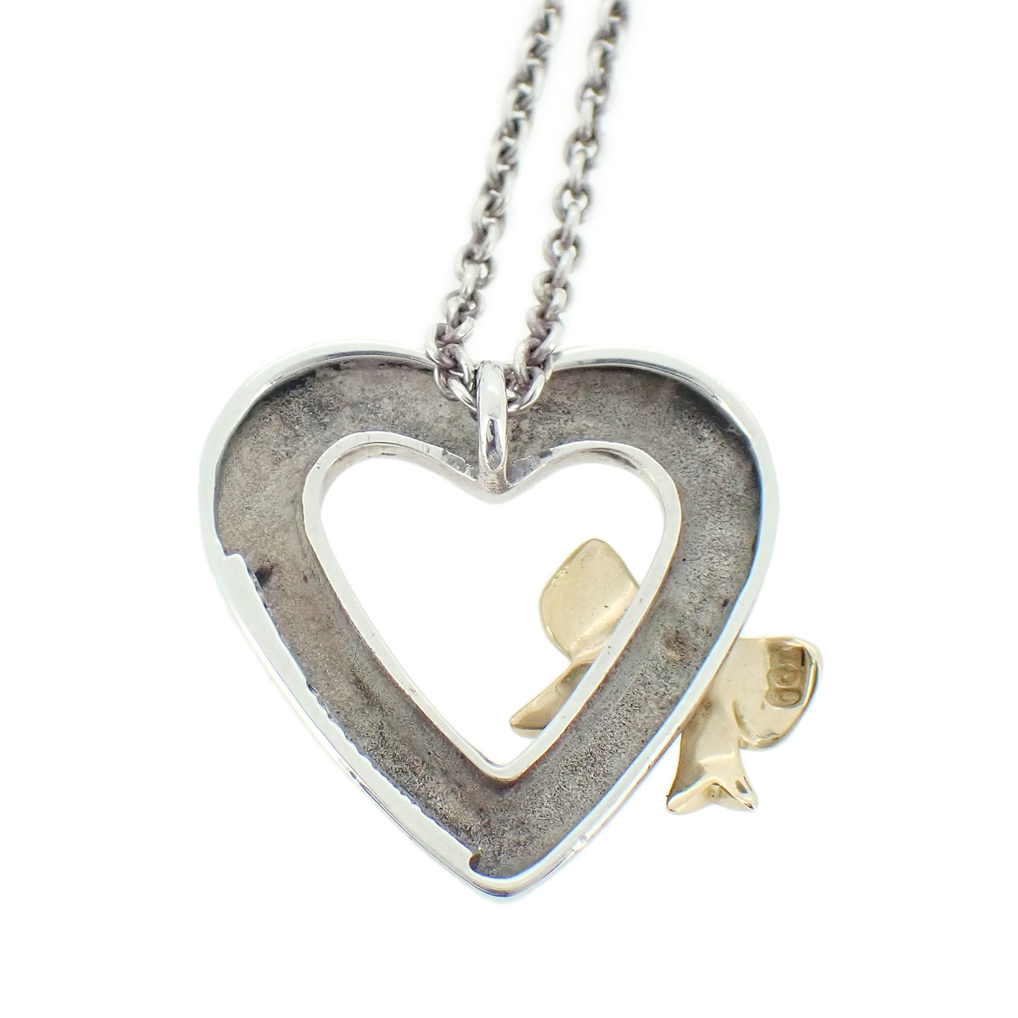 TIFFANY&Co. ティファニー オープンハート リボン Sv925 K18YG シルバー レディース ネックレス