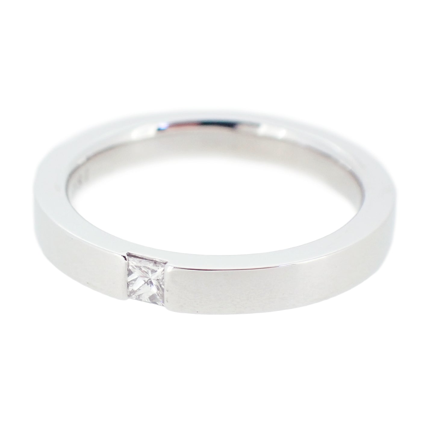 Harry Winston ハリーウィンストン プリンセスカット マリッジリング Pt950 1Pダイヤ 9号 シルバー レディース リング 指輪