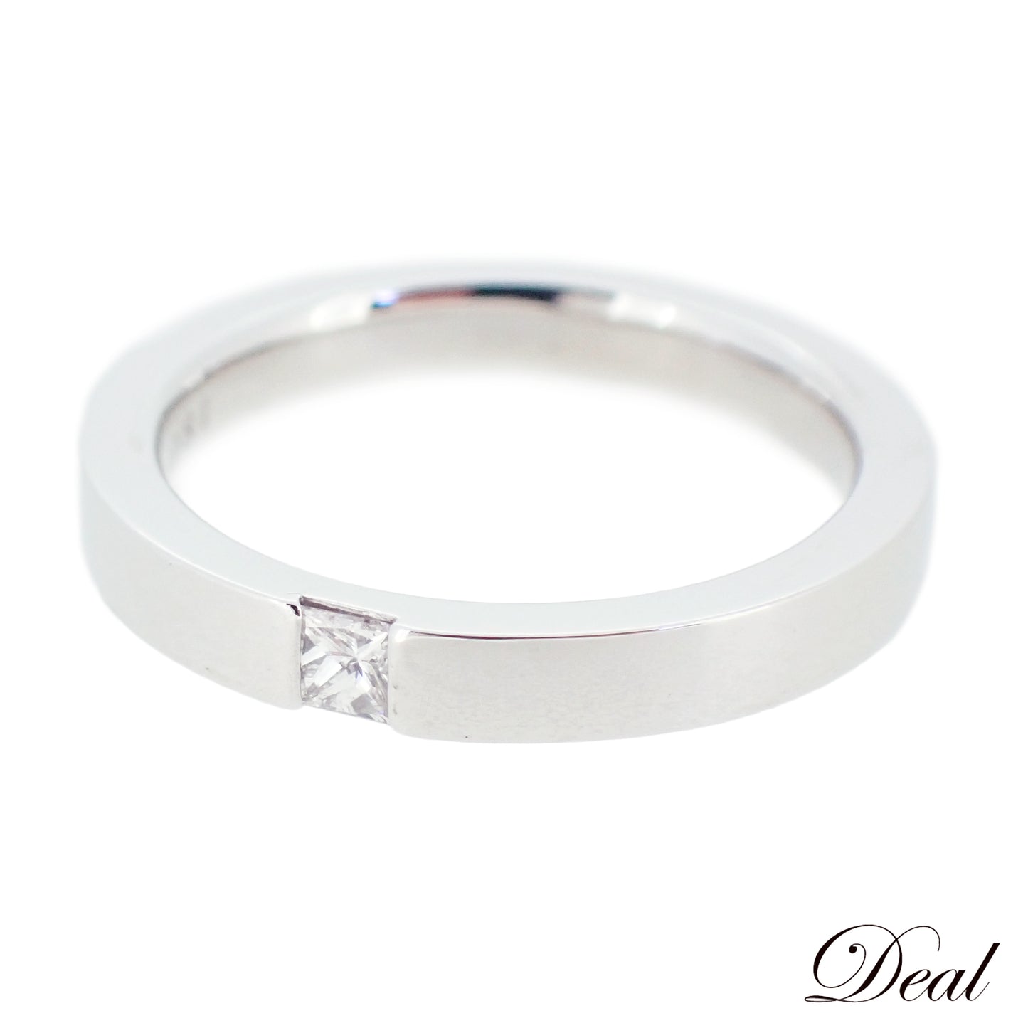 Harry Winston ハリーウィンストン プリンセスカット マリッジリング Pt950 1Pダイヤ 9号 シルバー レディース リング 指輪