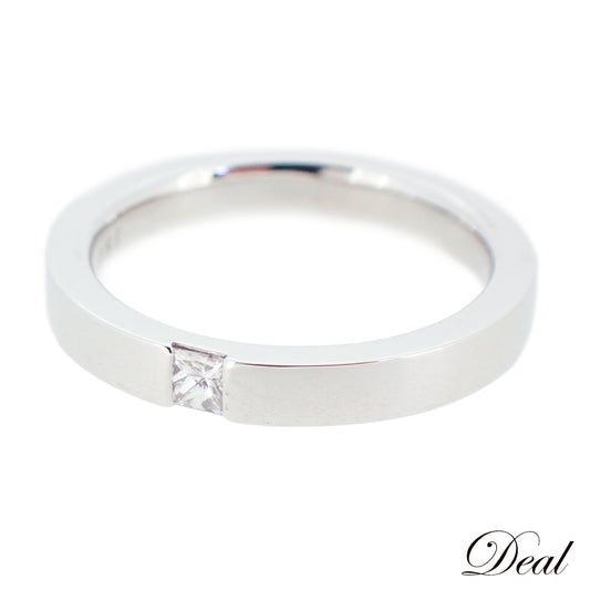 Harry Winston ハリーウィンストン プリンセスカット マリッジリング Pt950 1Pダイヤ 9号 シルバー レディース リング 指輪