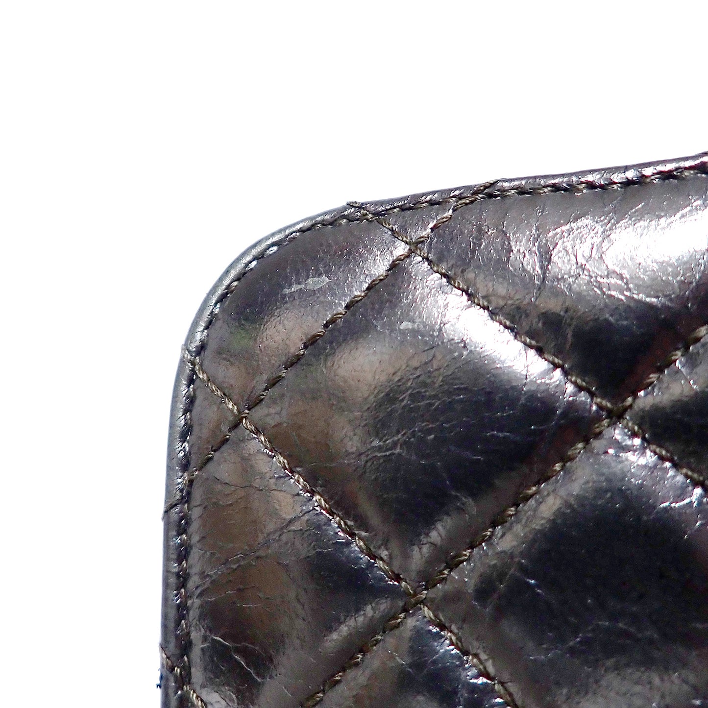 CHANEL シャネル マトラッセ パテントレザー Wチェーン メタリック カーキ シルバー金具 カーキ レディース ショルダーバッグ