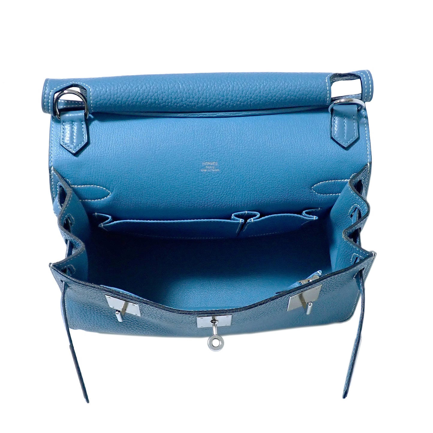 HERMES エルメス ジプシエール28 ブルージーン トリヨンクレマンス シルバー金具 R刻印 2014年 ブルー レディース ショルダーバッグ