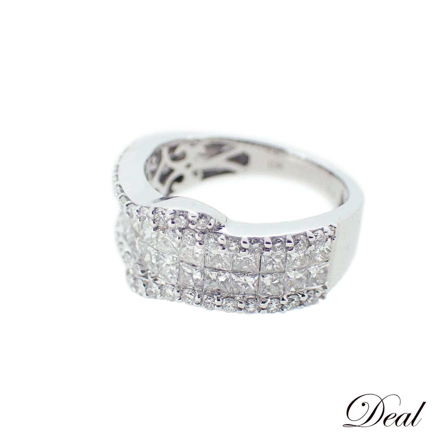 K18WG プリンセスカット デザイン ダイヤモンド 1.96ct 11号 レディース リング 指輪