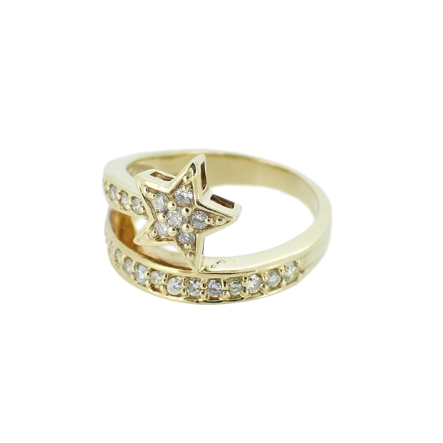 スター デザイン リング K18 YG ダイヤ レディース リング 指輪