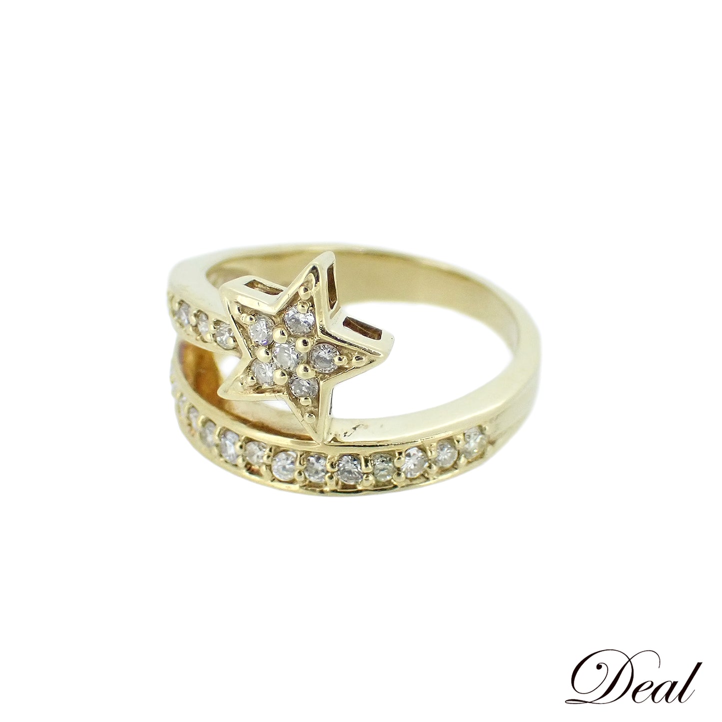 スター デザイン リング K18 YG ダイヤ レディース リング 指輪