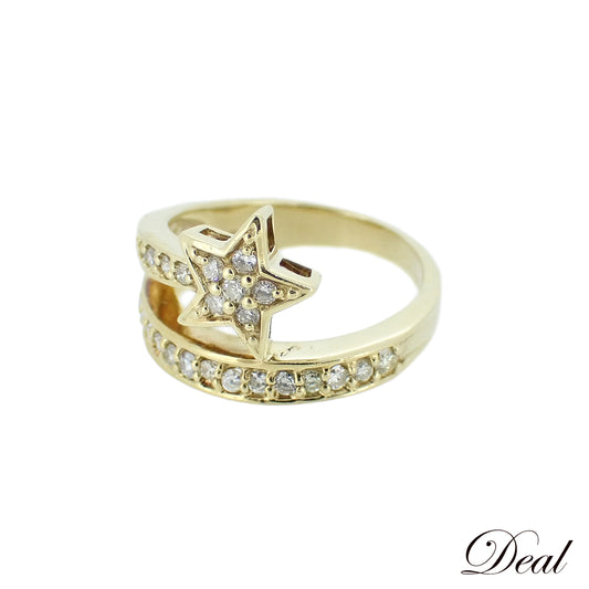 スター デザイン リング K18 YG ダイヤ レディース リング 指輪