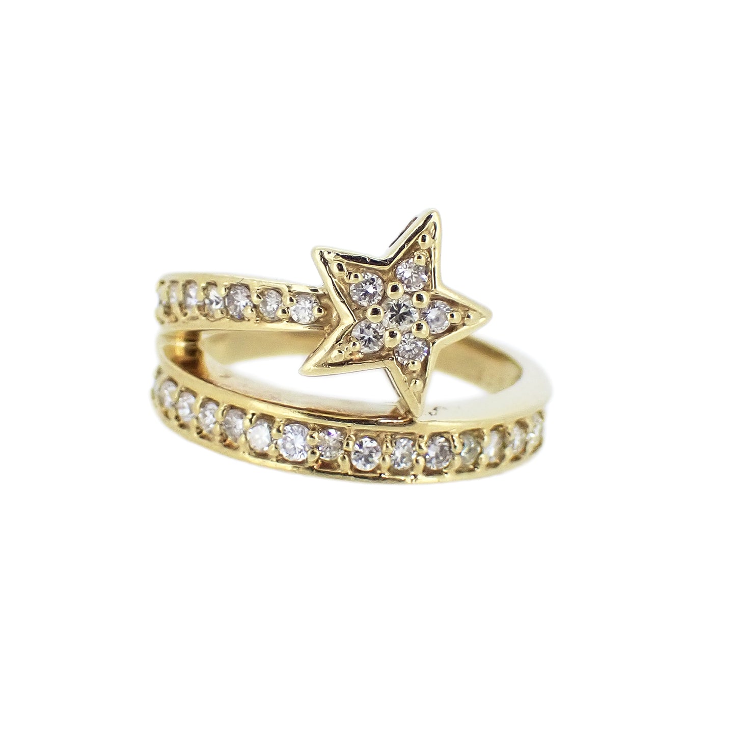 スター デザイン リング K18 YG ダイヤ レディース リング 指輪