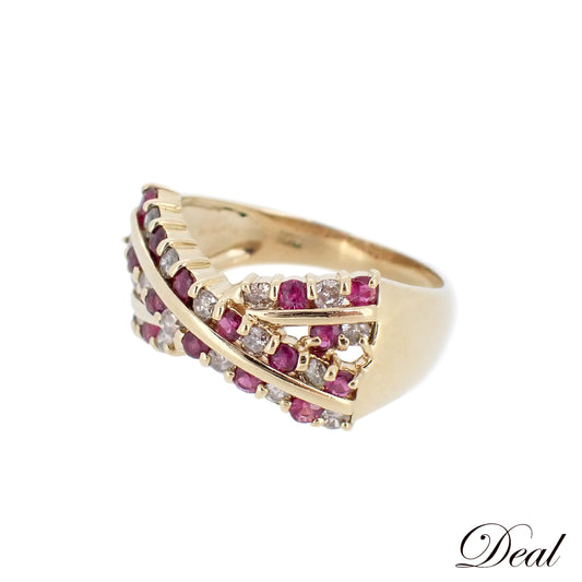 YG ルビー ダイヤ リング　K18 ダイヤ　ルビー レディース リング 指輪