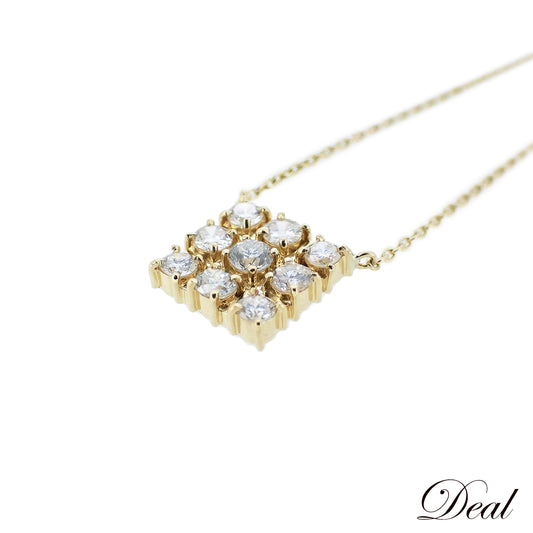K18YG ダイヤ スクエアデザイン 1.05ct 4.8g ゴールド レディース ネックレス