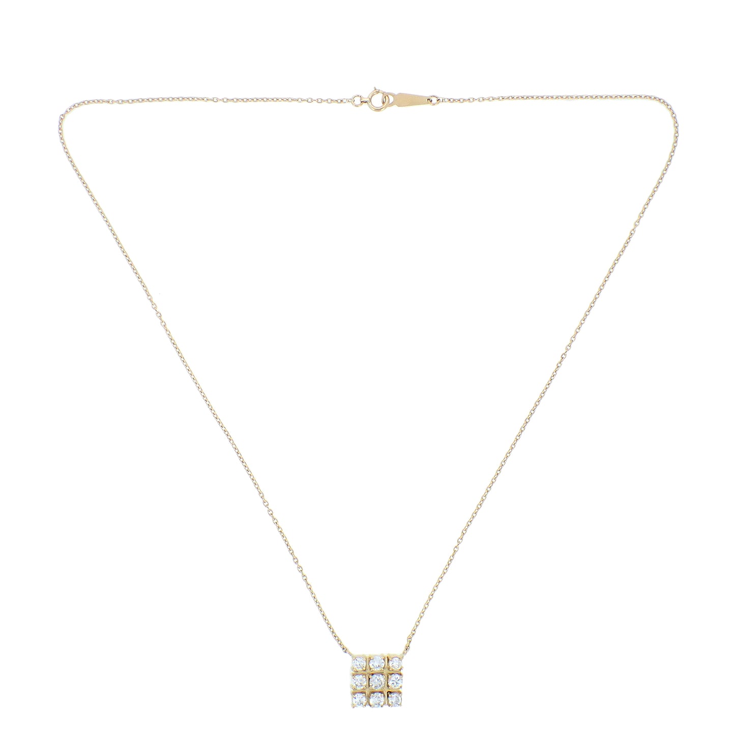 K18YG ダイヤ スクエアデザイン 1.05ct 4.8g ゴールド レディース ネックレス