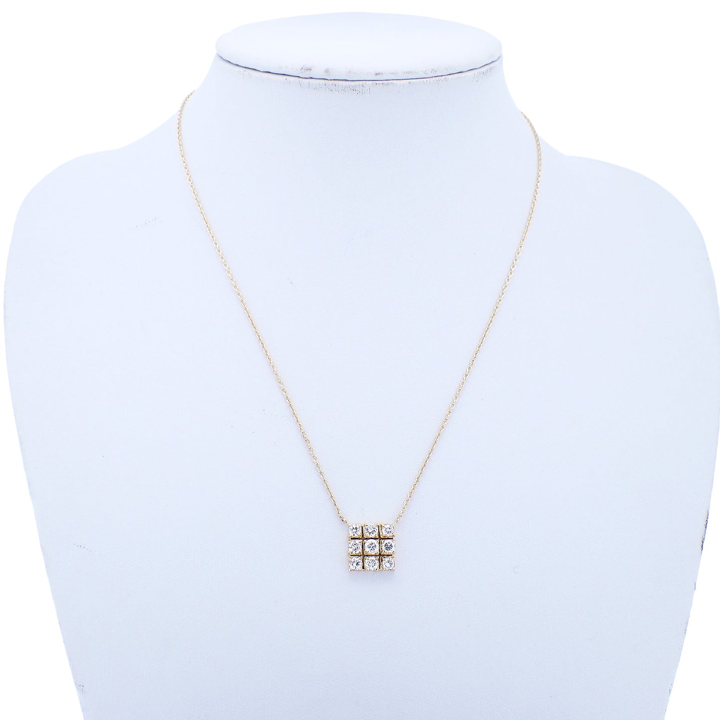K18YG ダイヤ スクエアデザイン 1.05ct 4.8g ゴールド レディース ネックレス