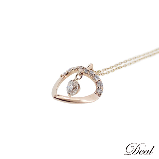 K18PG ハートモチーフ ダイヤモンド 0.4ct 2.3g スウィング ゴールド レディース ネックレス