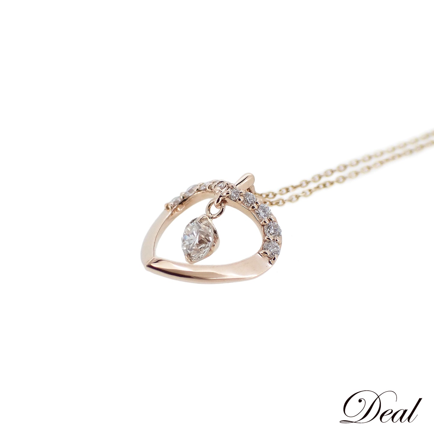 K18PG 하트 모티프 다이아몬드 0.4ct 2.3g 스윙 골드 여성 목걸이