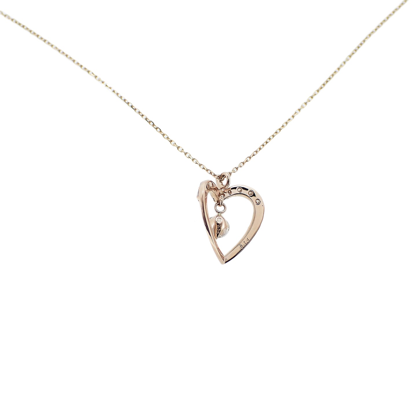 K18PG 하트 모티프 다이아몬드 0.4ct 2.3g 스윙 골드 여성 목걸이