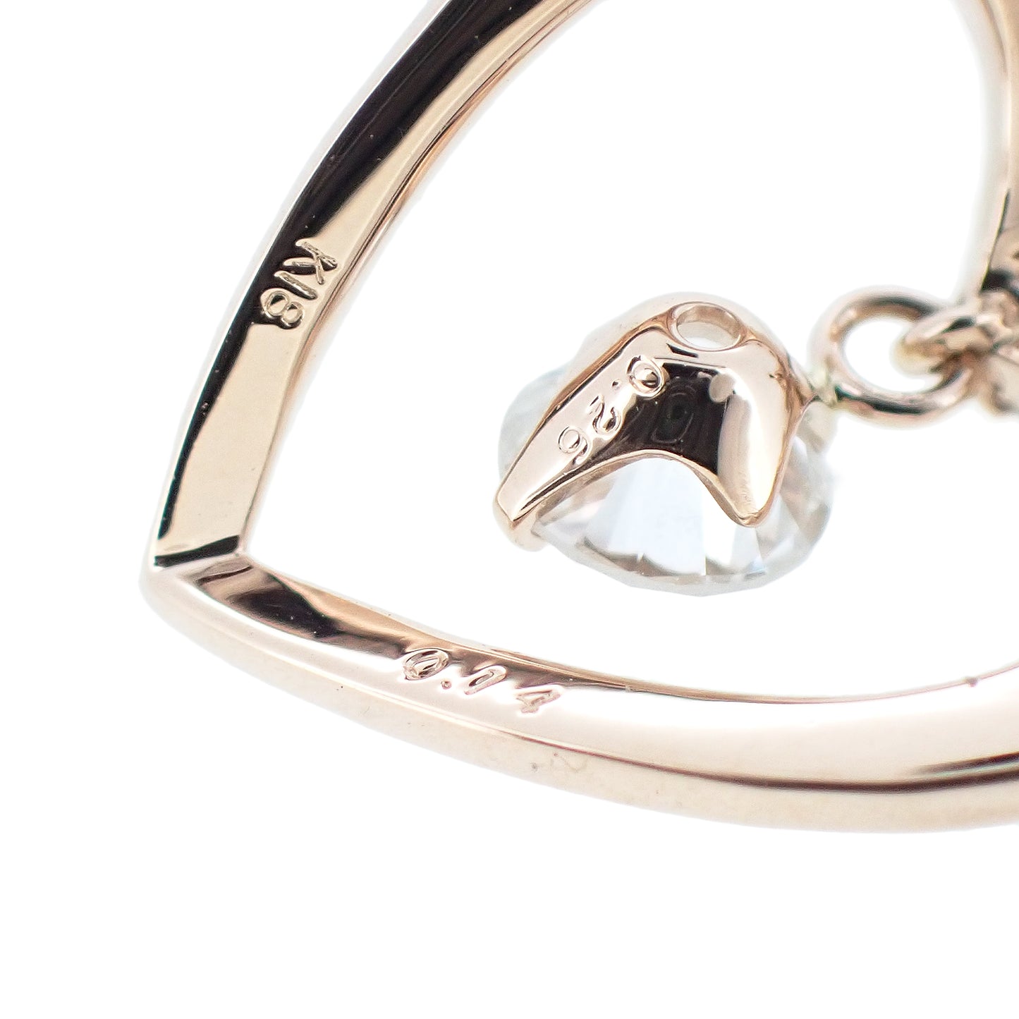 K18PG 하트 모티프 다이아몬드 0.4ct 2.3g 스윙 골드 여성 목걸이