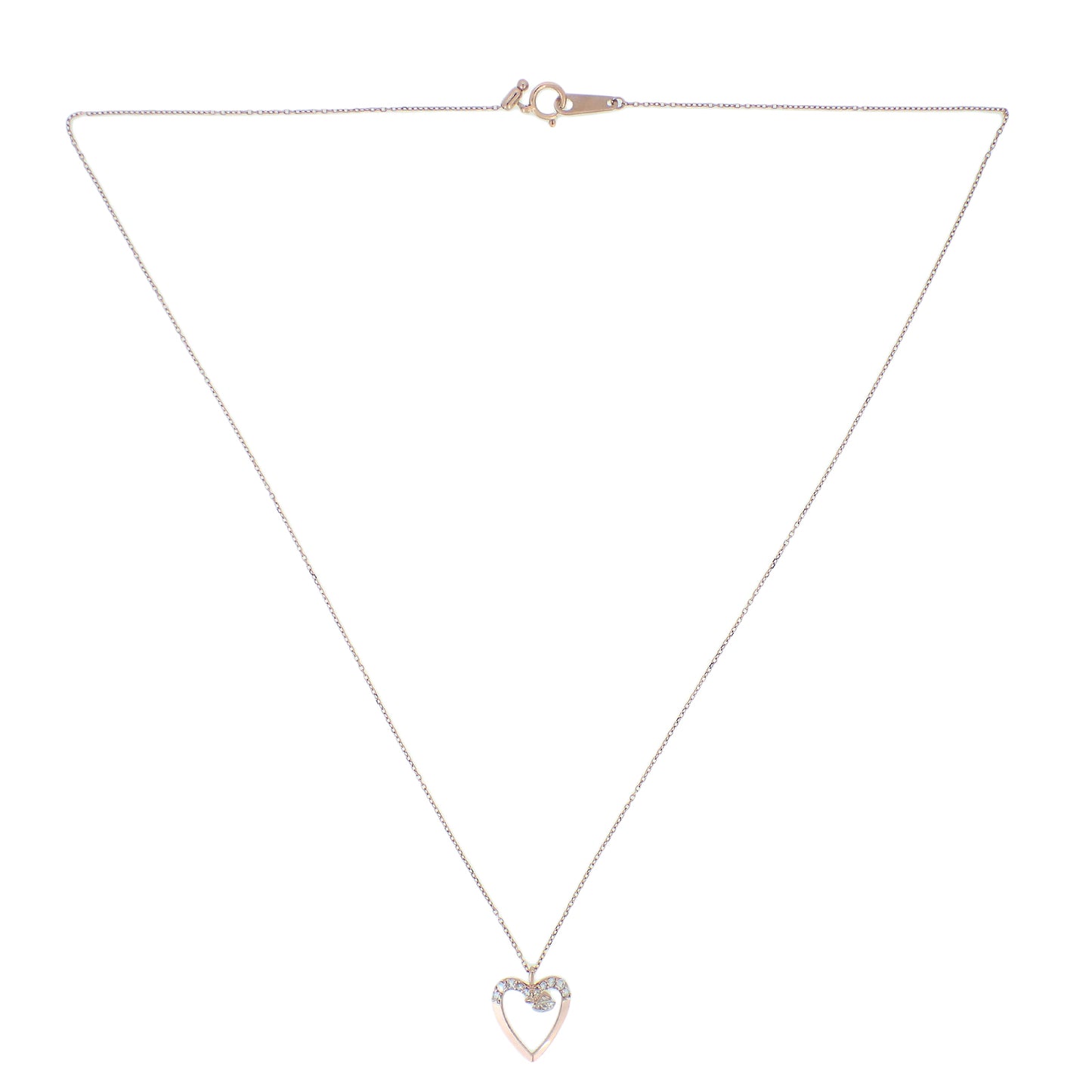 K18PG 하트 모티프 다이아몬드 0.4ct 2.3g 스윙 골드 여성 목걸이