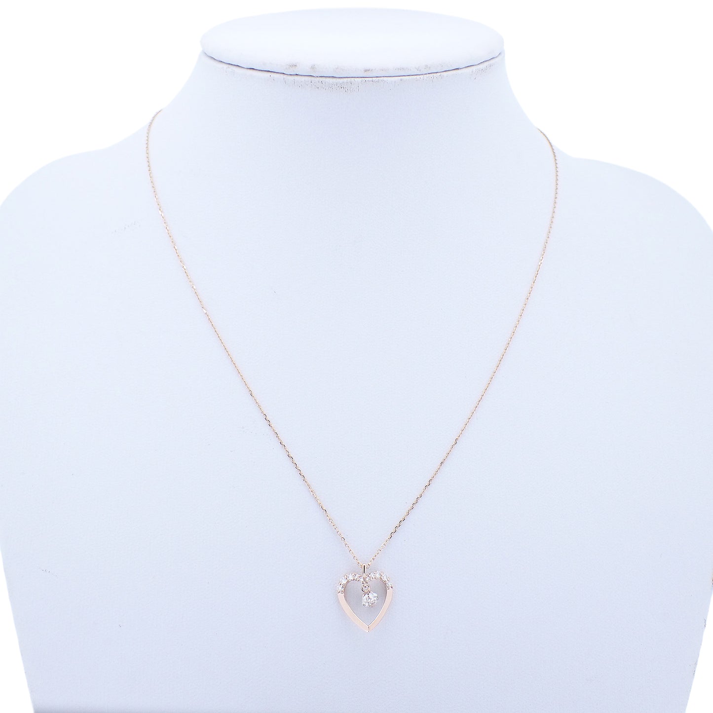 K18PG 하트 모티프 다이아몬드 0.4ct 2.3g 스윙 골드 여성 목걸이