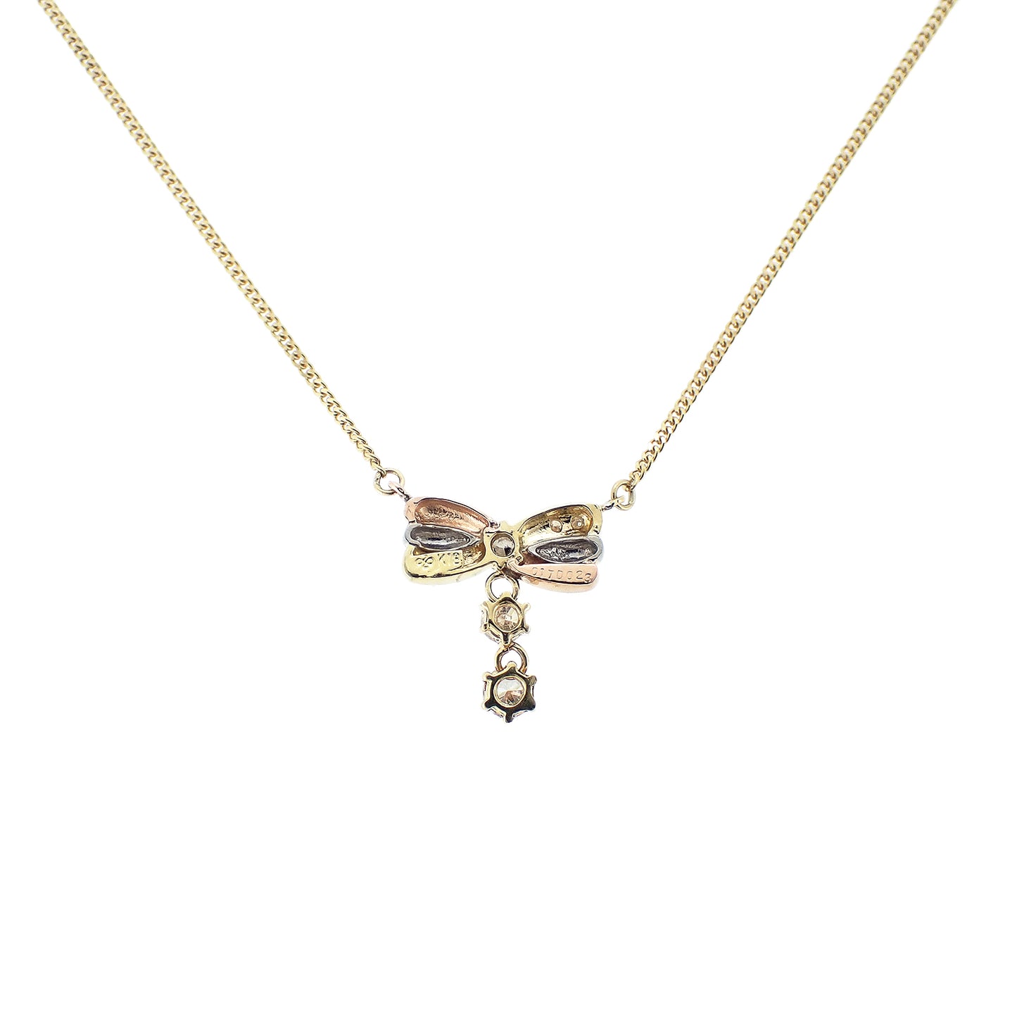 K18 リボンモチーフ ダイヤ 0.4ct 4.1g スリーカラーゴールド ゴールド レディース ネックレス
