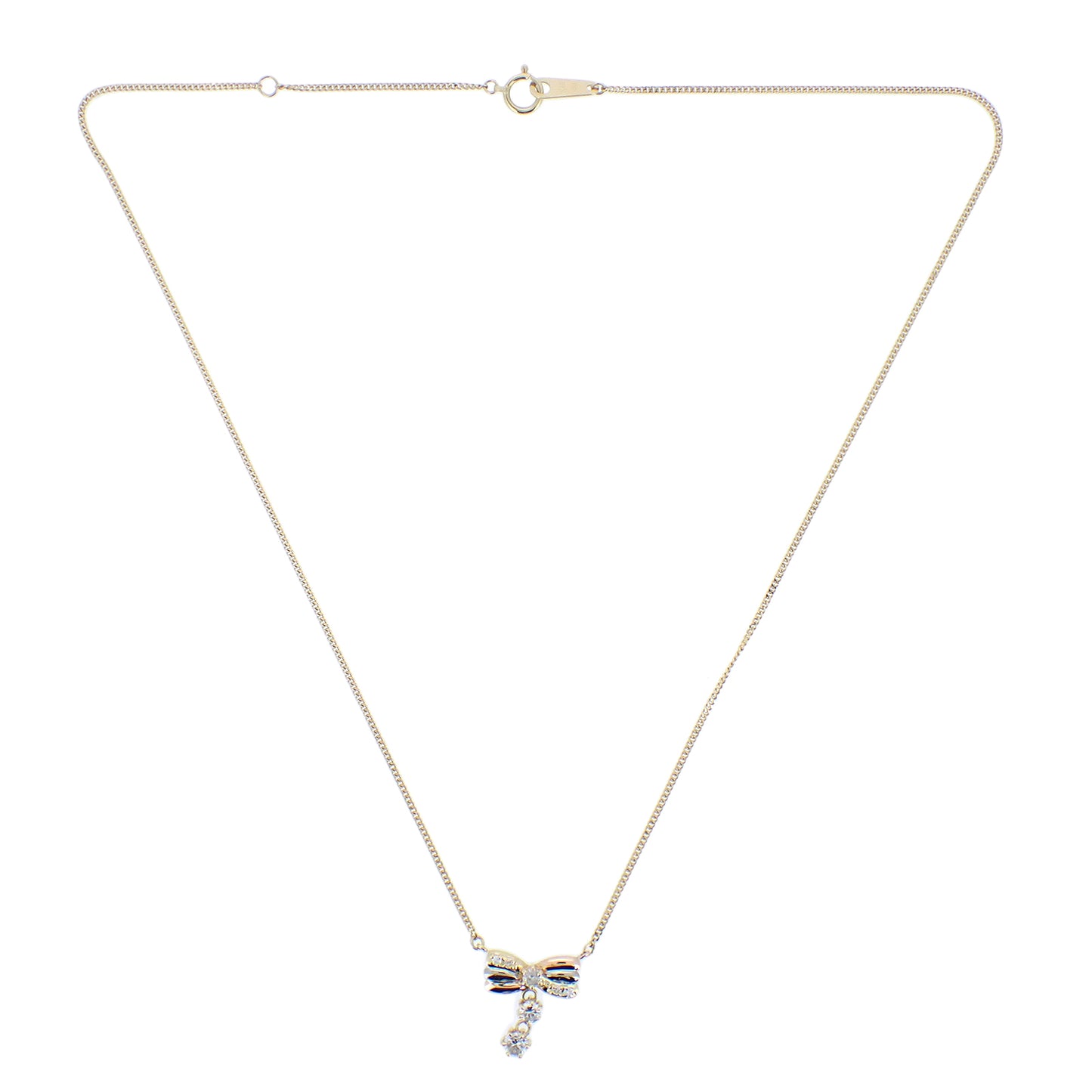 K18 リボンモチーフ ダイヤ 0.4ct 4.1g スリーカラーゴールド ゴールド レディース ネックレス