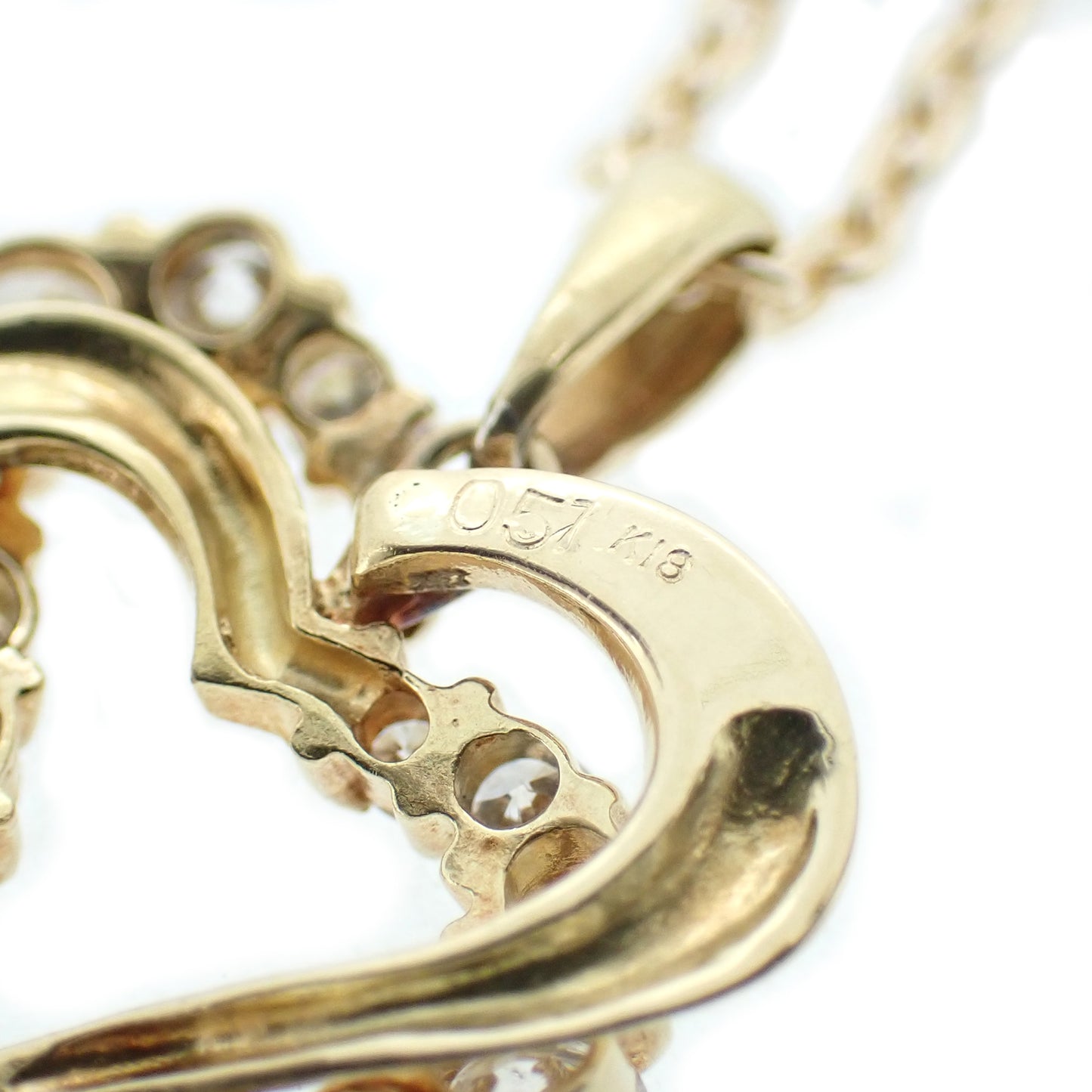 K18YG ダブル ハートモチーフ ダイヤ 0.51ct 6.5g ゴールド レディース ネックレス