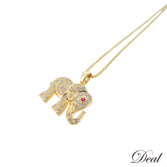 K18YG 象モチーフ ダイヤ 0.35ct 9.3g ゴールド レディース ネックレス