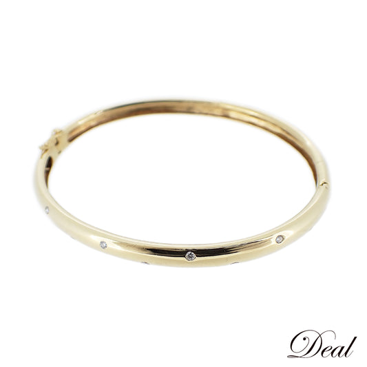 K18YG ダイヤ 0.17ct 3.4g バングル ゴールド レディース ブレスレット
