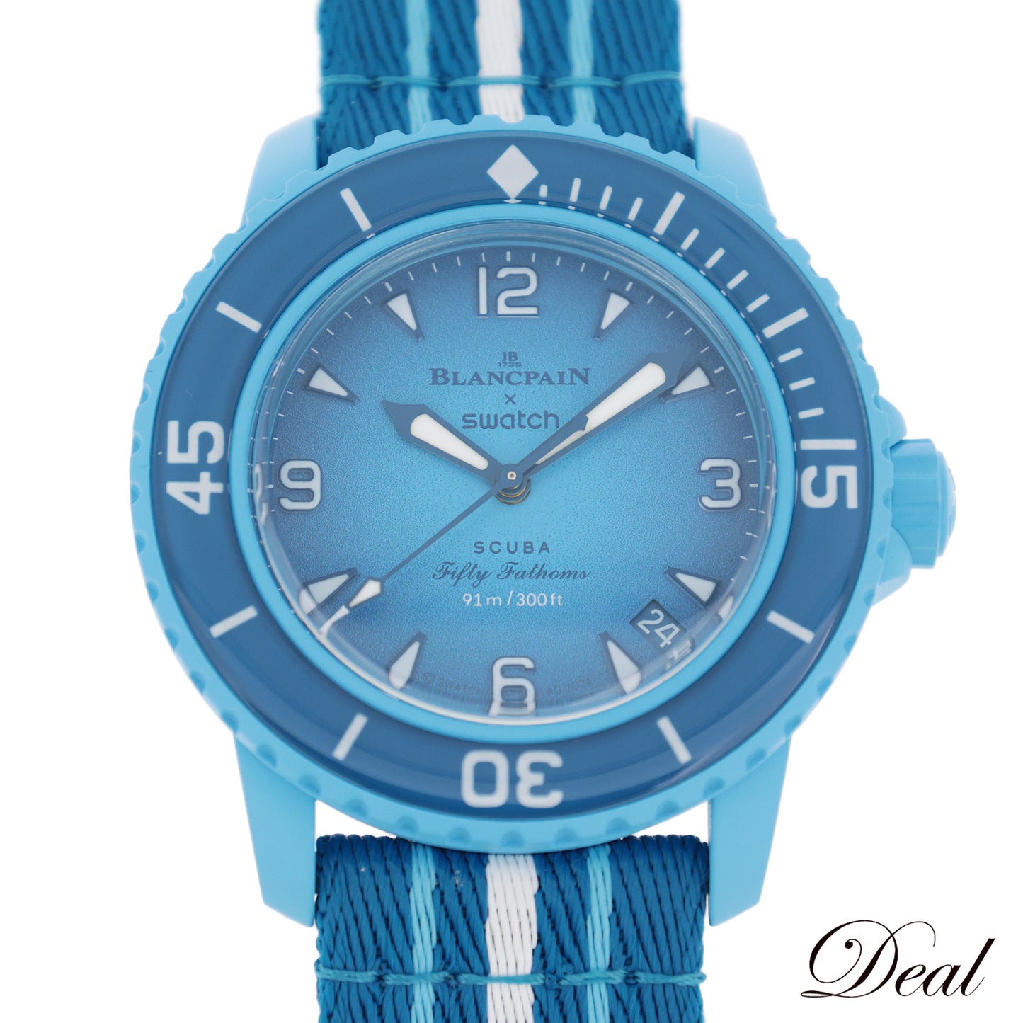 未使用 展示品 Swatch スウォッチ ブランパン スキューバ フィフティファゾムス SO35L400 ブルーラグーン メンズ 腕時計